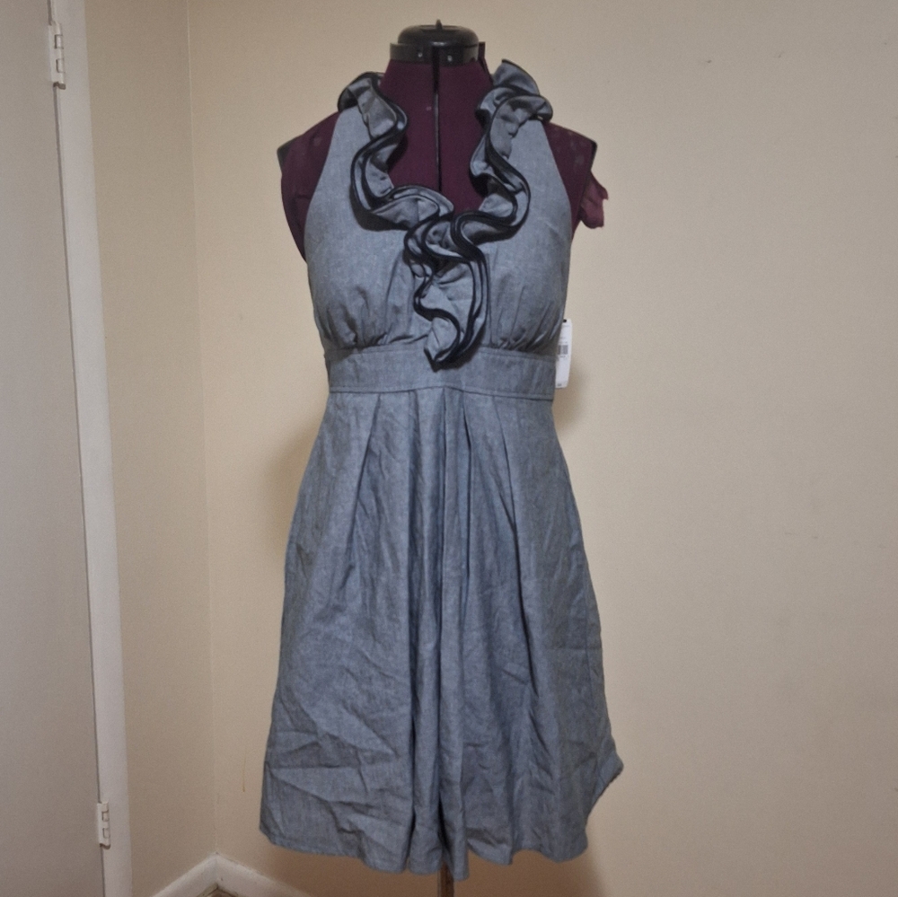 NWT A. Byer Gray Ruched Halter Midi Dress